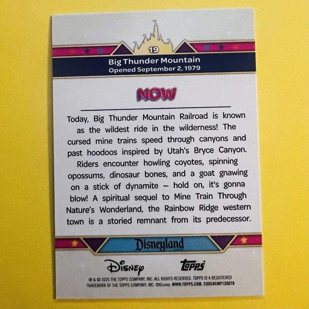 2025 Topps Disneyland 70th Anniversary #19‎ Big Thunder Mountain